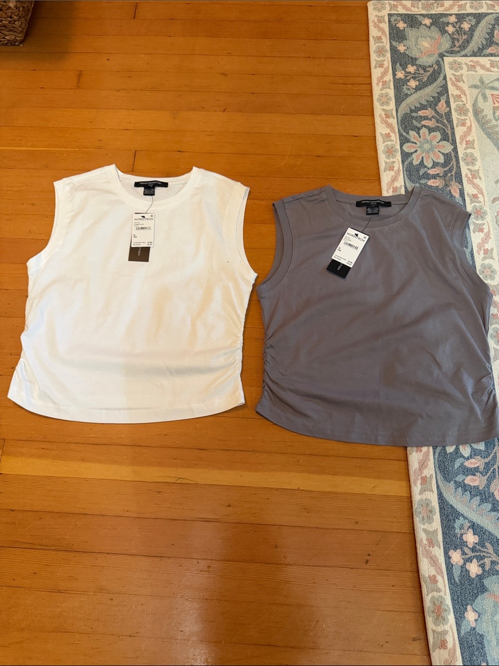 French Connection Crewneck Tanks in White and Gray